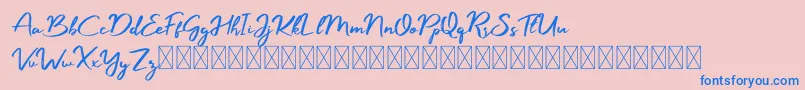 Manyland Font – Blue Fonts on Pink Background