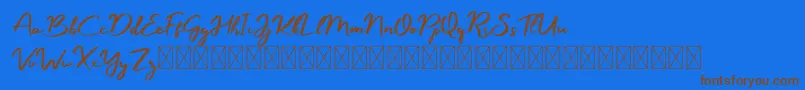 Fonte Manyland – fontes marrons em um fundo azul