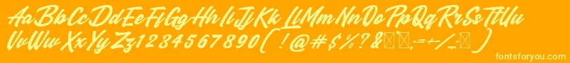 Manzein demo Font – Yellow Fonts on Orange Background