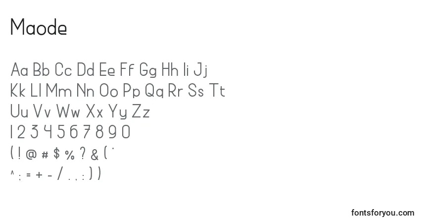 Maode-fontti – aakkoset, numerot, erikoismerkit