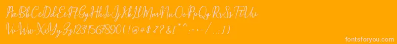 Maqella Script-Schriftart – Rosa Schriften auf orangefarbenem Hintergrund