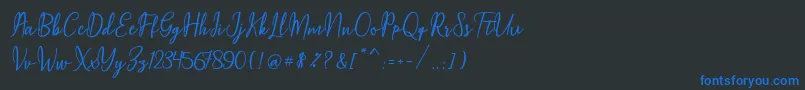 Maqella Script Font – Blue Fonts on Black Background