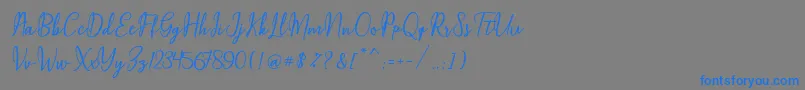 Fonte Maqella Script – fontes azuis em um fundo cinza
