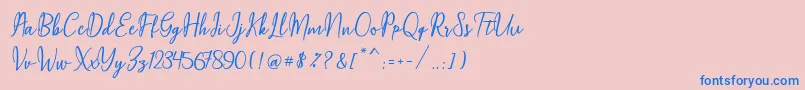 Maqella Script Font – Blue Fonts on Pink Background