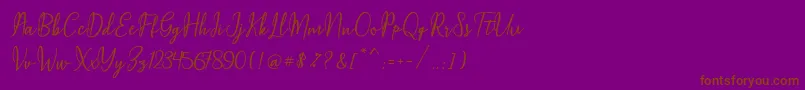 フォントMaqella Script – 紫色の背景に茶色のフォント