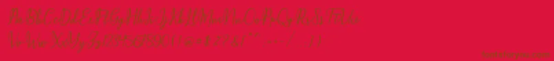 Maqella Script-Schriftart – Braune Schriften auf rotem Hintergrund