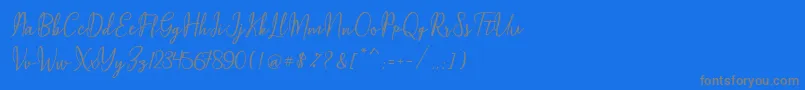 Maqella Script Font – Gray Fonts on Blue Background