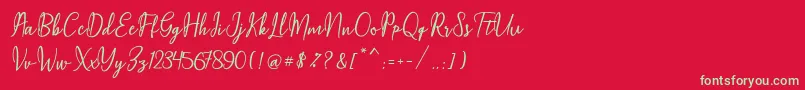 Maqella Script Font – Green Fonts on Red Background
