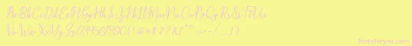Maqella Script Font – Pink Fonts on Yellow Background