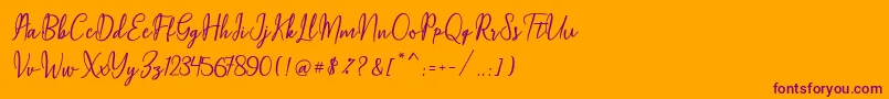 Maqella Script Font – Purple Fonts on Orange Background