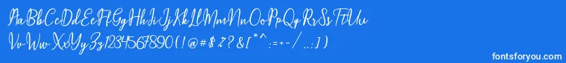 フォントMaqella Script – 青い背景に白い文字