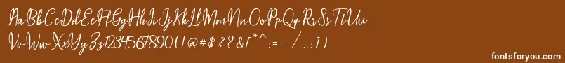 Maqella Script Font – White Fonts on Brown Background