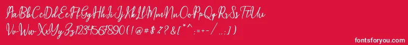 Fonte Maqella Script – fontes brancas em um fundo vermelho