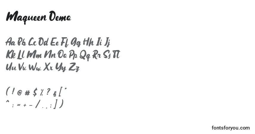 Maqueen Demo Font – alphabet, numbers, special characters