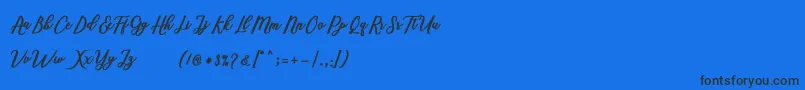 Fonte Marcela Script – fontes pretas em um fundo azul