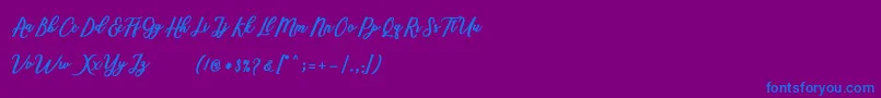 fuente Marcela Script – Fuentes Azules Sobre Fondo Morado