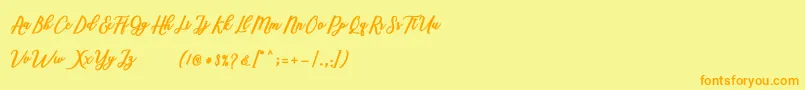 Marcela Script Font – Orange Fonts on Yellow Background