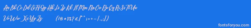 Fonte Marcela Script – fontes rosa em um fundo azul