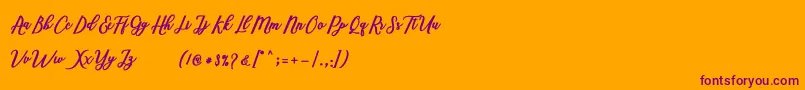 Marcela Script Font – Purple Fonts on Orange Background