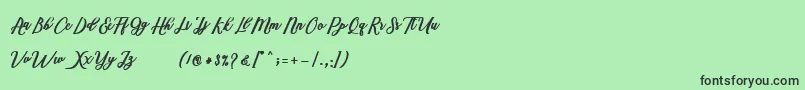 Marcela Script Font – Black Fonts on Green Background