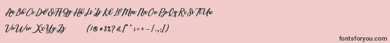 Fonte Marcela Script – fontes pretas em um fundo rosa