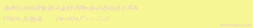 Marcela Script Font – Pink Fonts on Yellow Background