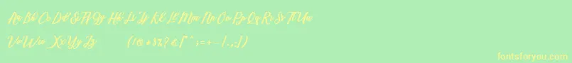 Marcela Script Font – Yellow Fonts on Green Background