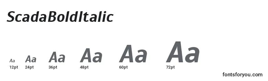 Größen der Schriftart ScadaBoldItalic