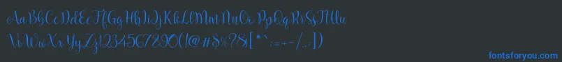 フォントMarcellina Script – 黒い背景に青い文字