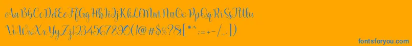 Marcellina Script Font – Blue Fonts on Orange Background