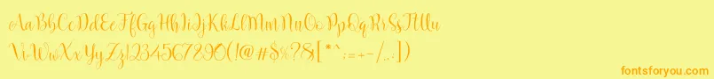 Marcellina Script-Schriftart – Orangefarbene Schriften auf gelbem Hintergrund
