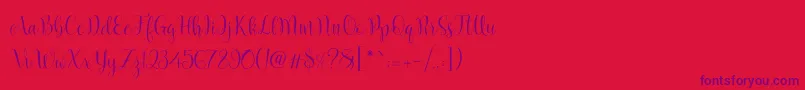 Marcellina Script-Schriftart – Violette Schriften auf rotem Hintergrund