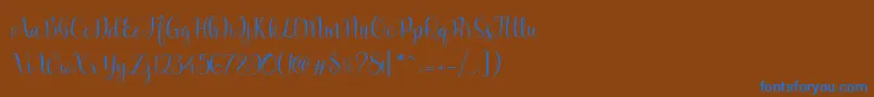 Marcellina Script-fontti – siniset fontit ruskealla taustalla