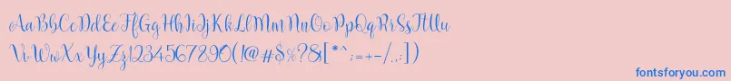 フォントMarcellina Script – ピンクの背景に青い文字