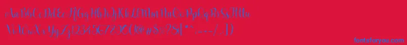 Marcellina Script Font – Blue Fonts on Red Background