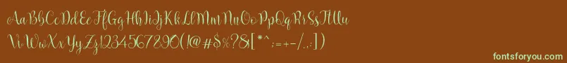 Marcellina Script-fontti – vihreät fontit ruskealla taustalla