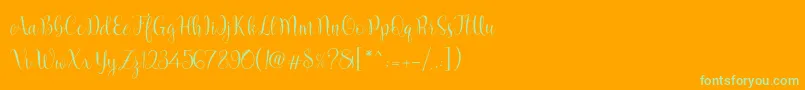 Marcellina Script Font – Green Fonts on Orange Background