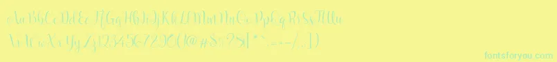 Marcellina Script Font – Green Fonts on Yellow Background