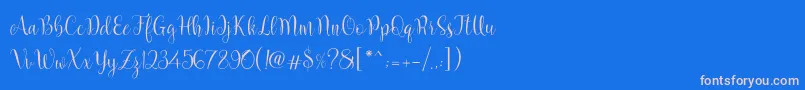 フォントMarcellina Script – ピンクの文字、青い背景