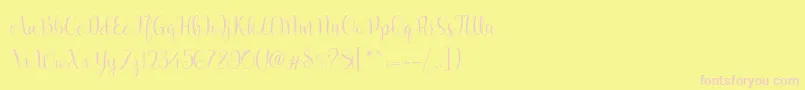 Marcellina Script-Schriftart – Rosa Schriften auf gelbem Hintergrund
