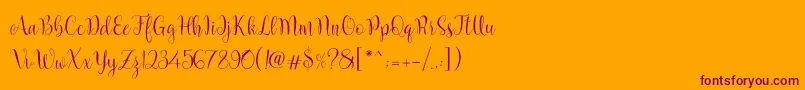 Marcellina Script Font – Purple Fonts on Orange Background