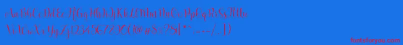 フォントMarcellina Script – 赤い文字の青い背景