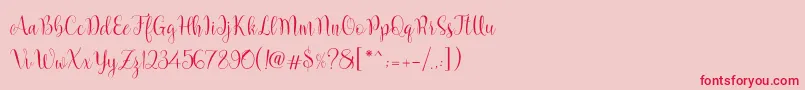 Marcellina Script-fontti – punaiset fontit vaaleanpunaisella taustalla