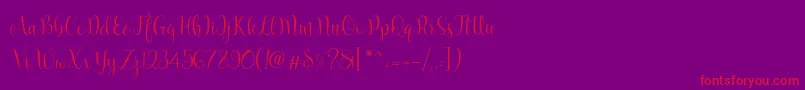 Marcellina Script-Schriftart – Rote Schriften auf violettem Hintergrund