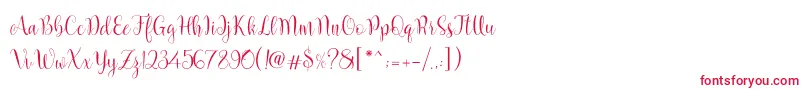 Marcellina Script-fontti – punaiset fontit valkoisella taustalla