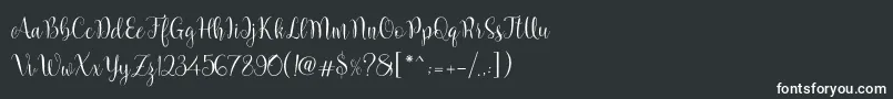 Marcellina Script-fontti – valkoiset fontit mustalla taustalla