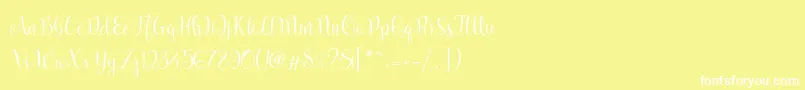 Marcellina Script-Schriftart – Weiße Schriften auf gelbem Hintergrund