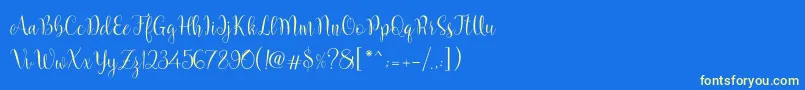 Marcellina Script-fontti – keltaiset fontit sinisellä taustalla