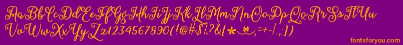 March Calligraphy   Font – Orange Fonts on Purple Background