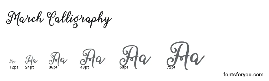 Размеры шрифта March Calligraphy  